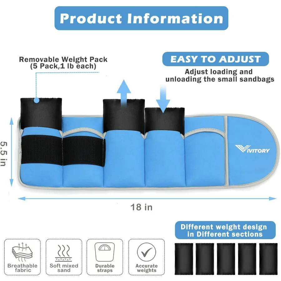 Adjustable Ankle Weights for Women & Men, Leg Weights 2 to 10 Lbs, Arm Weights, Ankle Wrist Weights Set for Strength Training, J