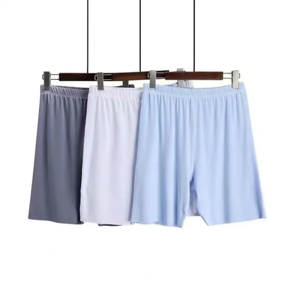 Soft Men Pajama Bottoms Comfortable Men's Elastic Waist Pajama Shorts Soft Breathable Knee Length Homewear Pants for Men Silky