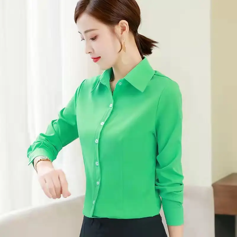Blue Shirt Women Tops Long Sleeve Blouse Office Ladies Tops Casual Button Up Slim Work Shirts Work Korean Spring Blouses NS5741 - Image 6
