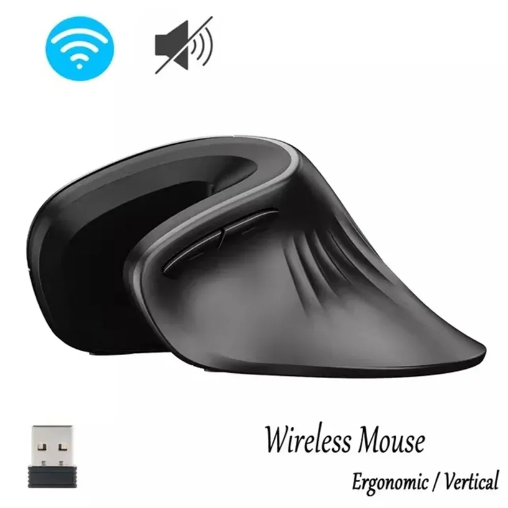 Mouse Óptico sem Fio Ergonômico Recarregável Silencioso Ergonômico Usb Vertical para pc Laptop Acessórios