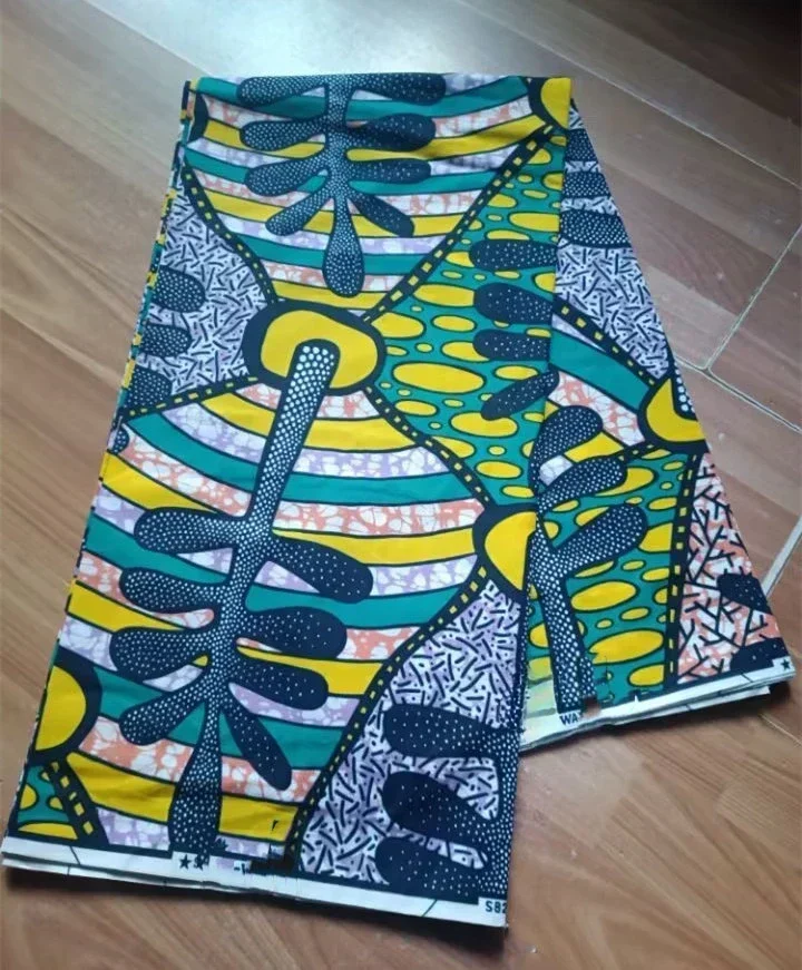 2022 Green Ankara African Wax Prints 100% cottonr Fabric Binta Real Wax High Quality 6 yard African Fabric for Party Dress 3