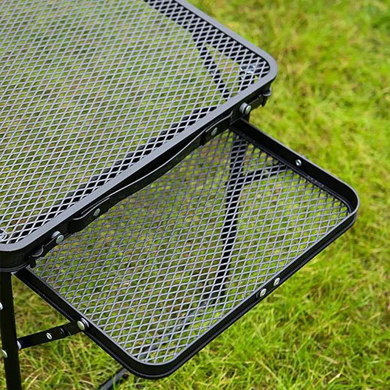 Double Layer Outdoor Mobile Beetle Wire Mesh Table Portable Folding BBQ Camping Table Aluminum Alloy Picnic Barbecue Table