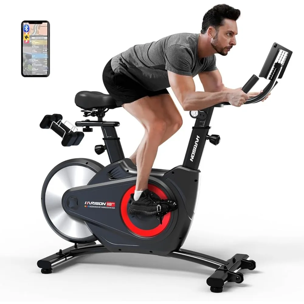 

Magnetic Exercise Bike for Home, Bluetooth Stationary Bike with Full Coverage Flywheel and ipad Holder, 350 LBS Capacity