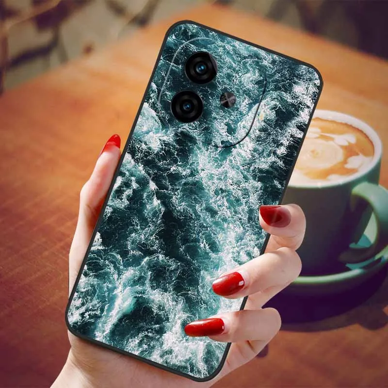 Soft Silicone Fashion Marble Shockproof Case - TPU Bumper Cover, 6.78
