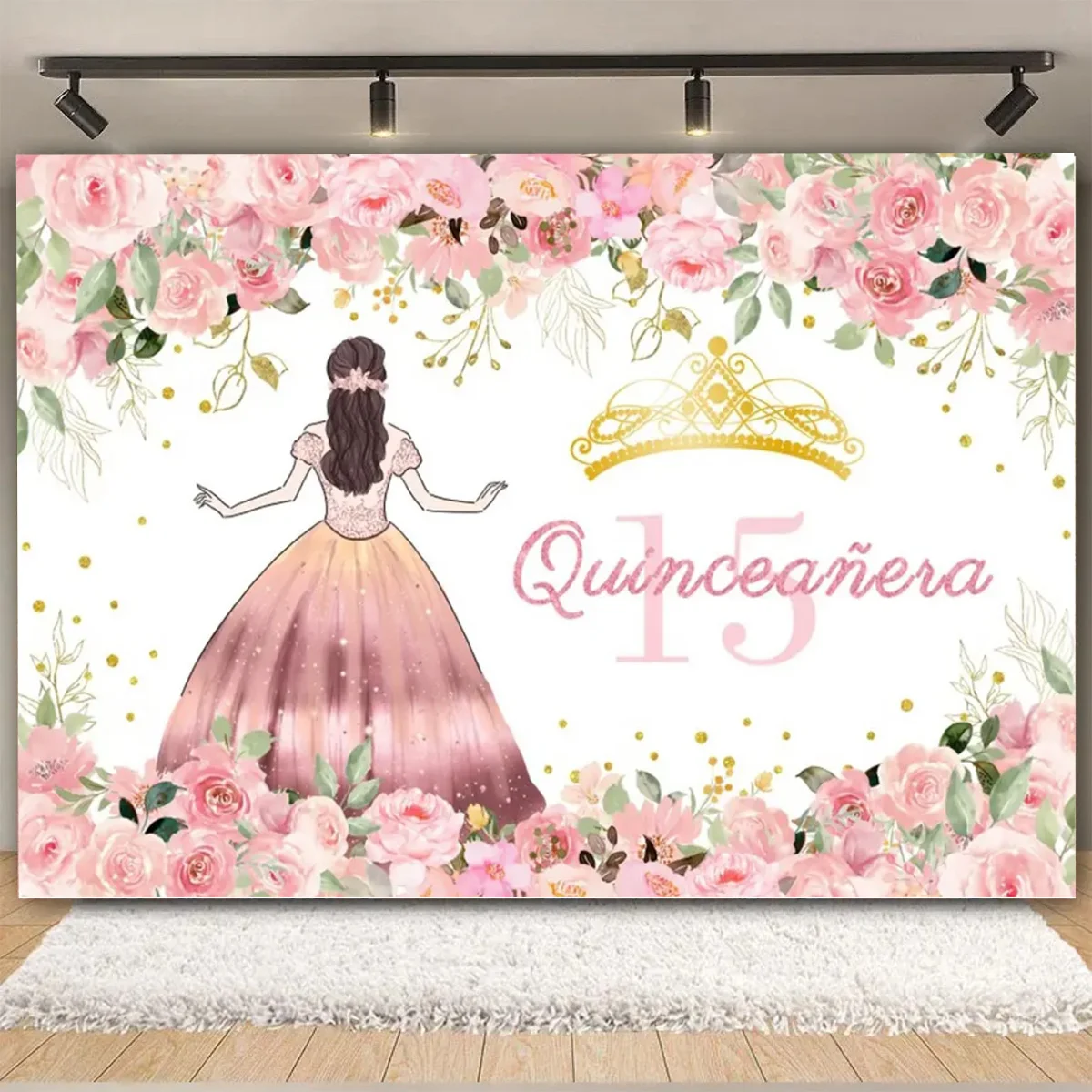 Mis 15 Años Banner - Rose Gold Glitter Birthday Sign For 15th Birthday Party Decorations, Girls Quinceañera - View #6