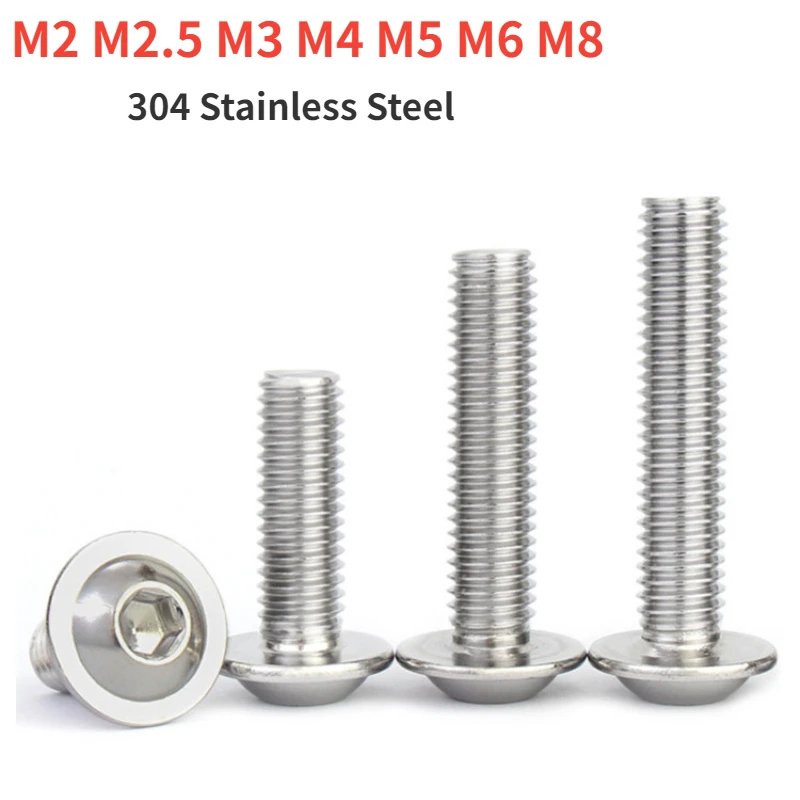 

M2 M2.5 M3 M4 M5 M6 M8 304 Stainless Steel Hexagon Socket Button Head Screws With Collar Bolt