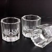 Mini Crystal Glass Clear Acrylic Small Octagonal Powder Liquid Nail Cup Nail Brush Cleaning Tools Liquid Power Mixing Bowl new 1