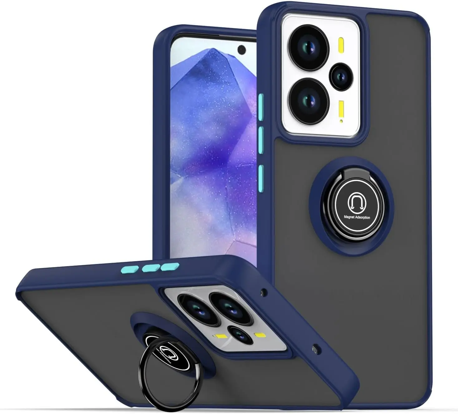 Shockproof Armor Matte Case with Magnetic Ring Stand Holder