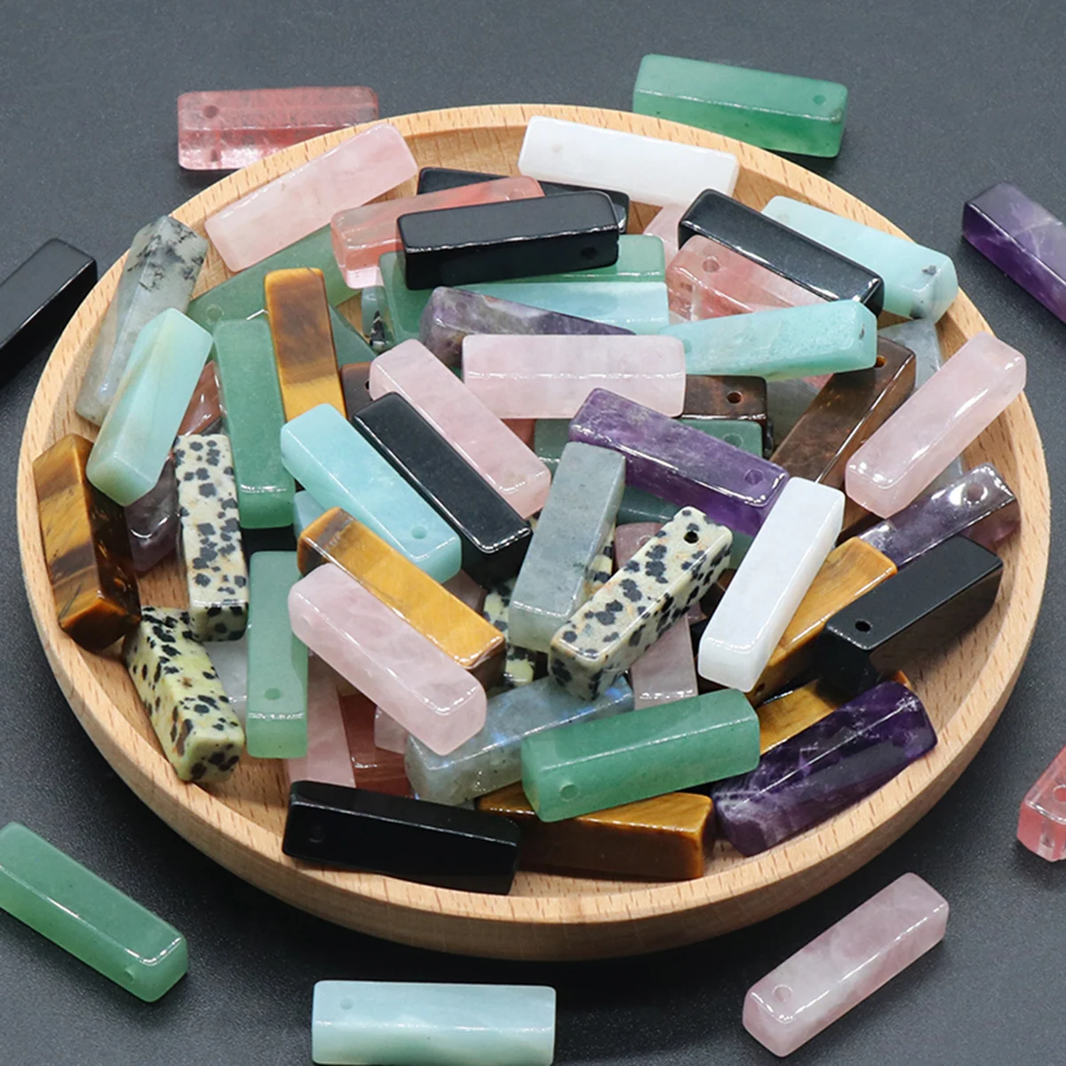 

2 PCS Rectangular Natural Crystal Tiger Eye Gemstone Healing Decoration For Making Pendant Necklace Jewelry Gifts 25X6mm