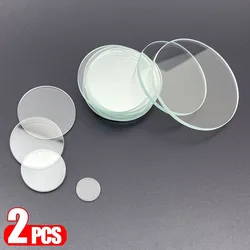 Set of 2 Round Flat Glass Lenses for LED Flashlights - Various Sizes