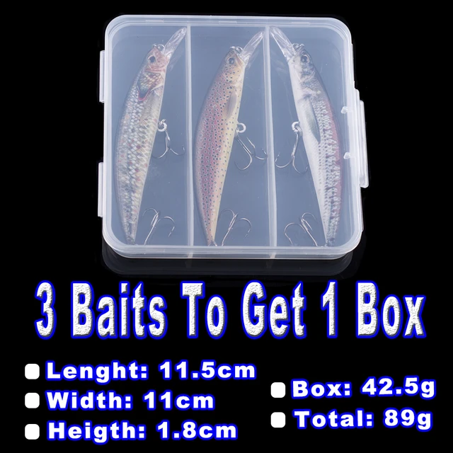 Chan's Huang 3PCS / BOX Minnow Fishing Set Sinking Tackle Rattles