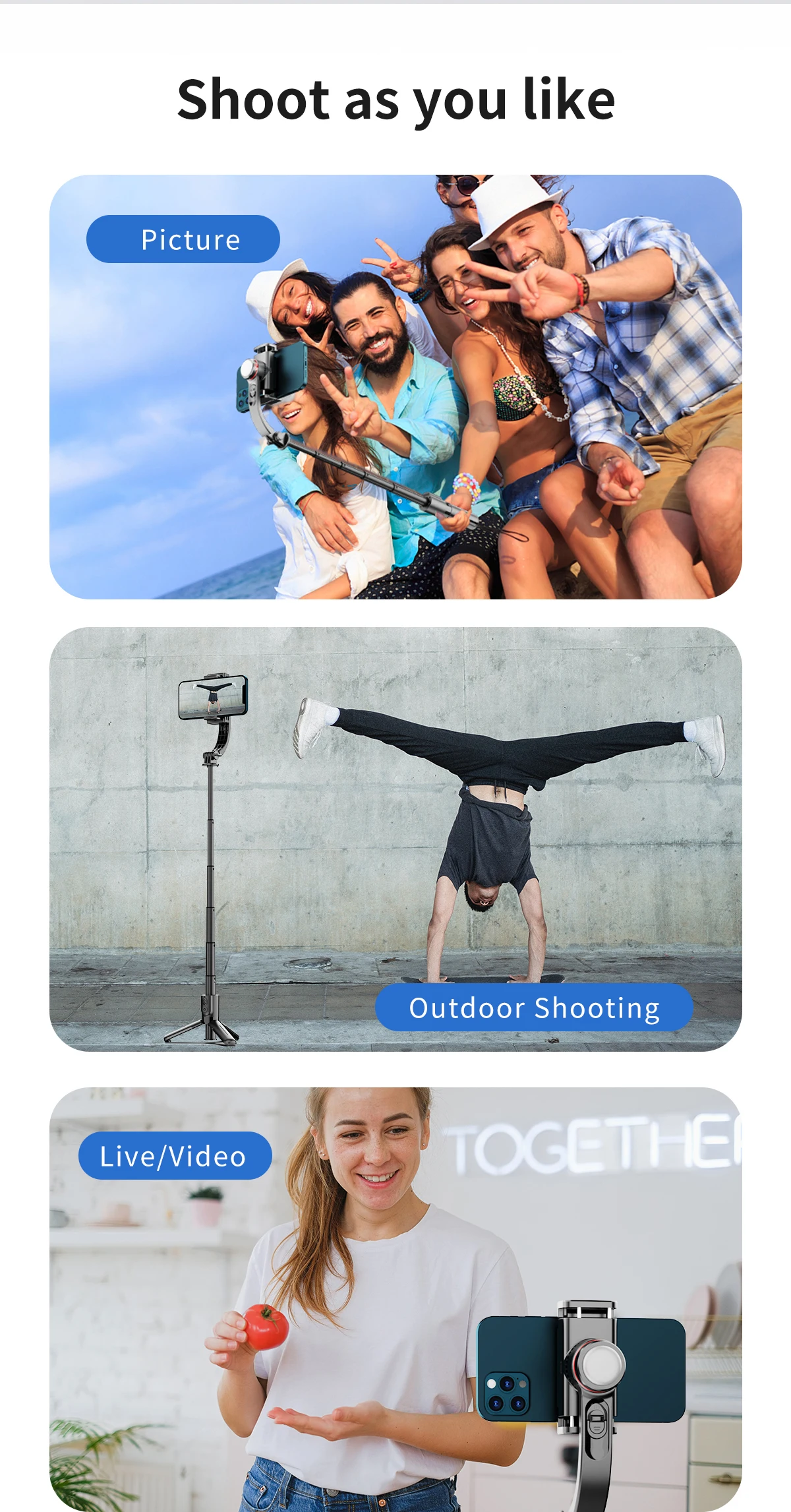 Gimbal Stabilizer Selfie Stick Mit 360 Grad Rotation Für Handy_voghion.com