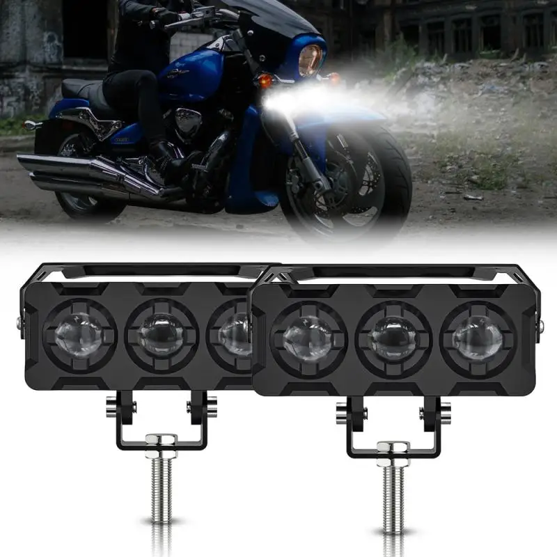

M6 3 Lens Motorcycle Headlight LED Work Light Dual Color Hi/Low Beam Motorcycle Spotlight Auxiliary Headlamp Accessories
