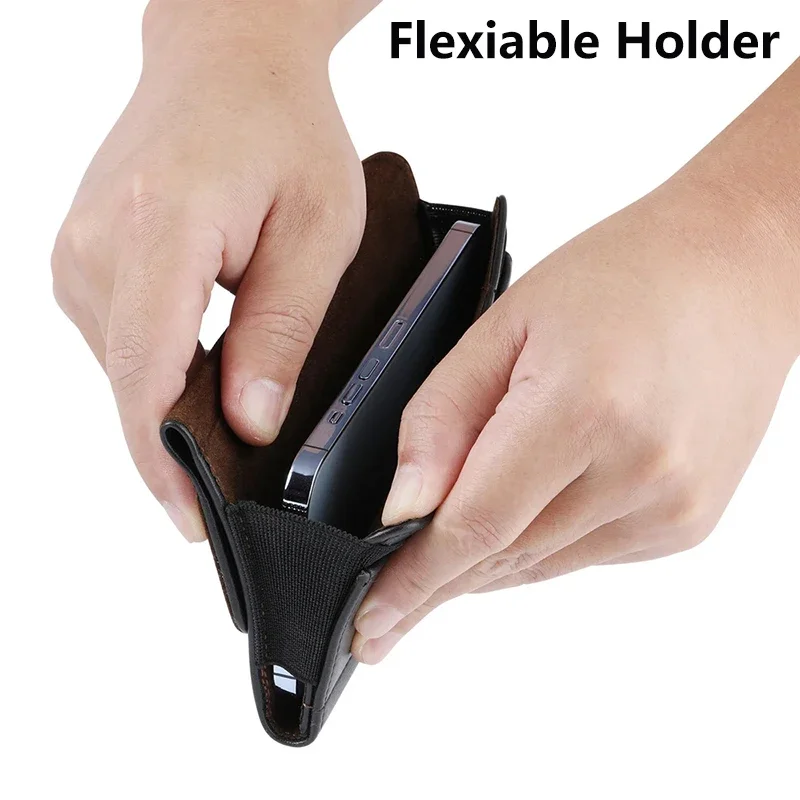 Leather Phone Pouch with Card Holder and Belt Clip