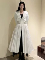 IEQJ 2023 الخريف خندق معطف الخصر قطع الصلبة الجاكار القطن الكتان سوينغ كبير واحدة الصدر جاكيتات النساء الملابس 3W6617 1