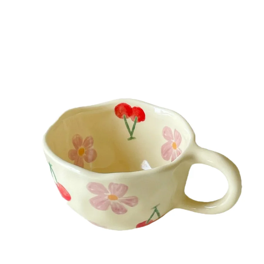 Flower Cream Style Coffee Cup Flower Creative Simp...