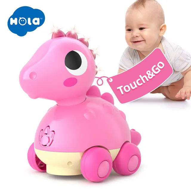 HOLA Baby Dinosaur Musical Crawling Toys - Touch & Go Dinosaur with Light Up and Music for 18 Months Infant and Toddler Girls 1