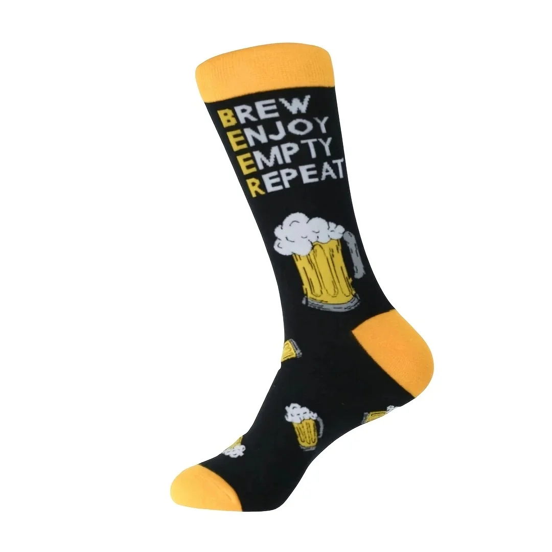 Beer Glass Sock 1 Pair Men's Socks Novel Creative Comfortable Breathable Beer Lovers Beer Accessories