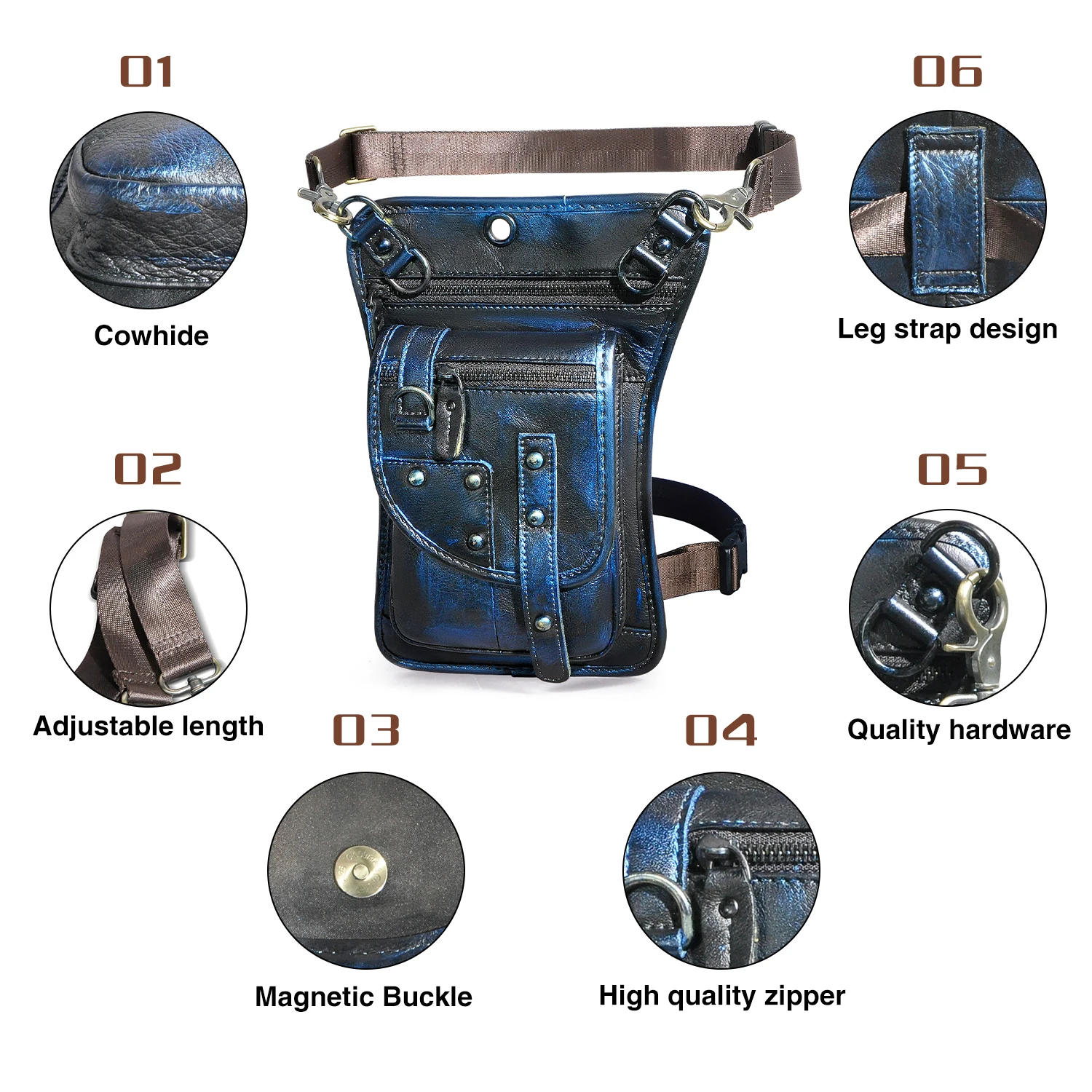 Natural Leather Design Men Small Casual Messenger Mochila Bag Retro Travel Belt Fanny Waist Belt Pack Drop Leg Bag Pouch 2141
