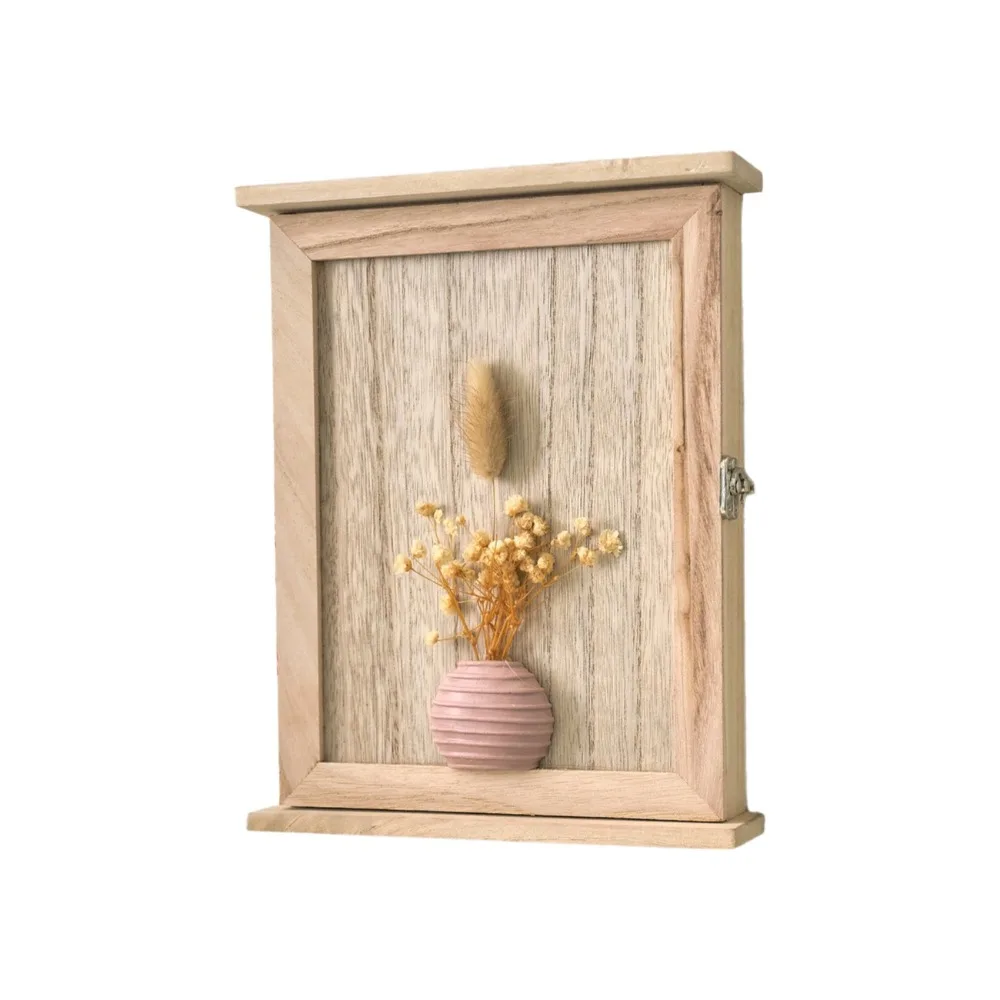 Rustic Vintage Wooden Wall-Mounted Decorative Key Organizer and Entryway Storage Box