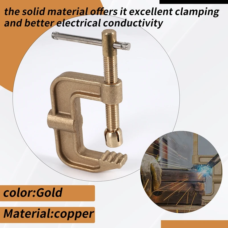 Welding Ground Clamp, 500A Current G-Type Solid Brass Ground Clamp, 43Mm Jaw Width For Tig Mig MMA Welders