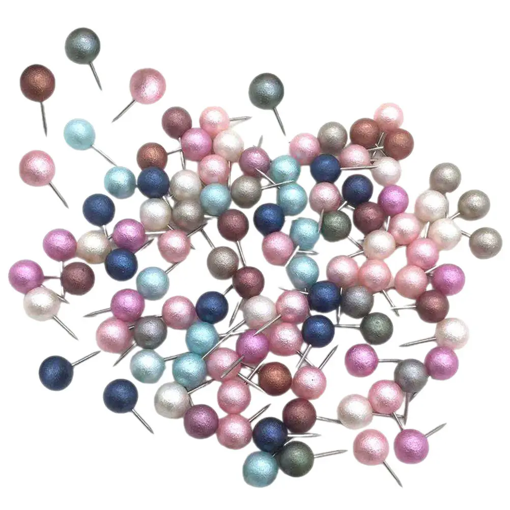 100개입 진주빛 볼 헤드 스트레이트 핀 튼튼한 보드 핀 DIY 공예 장식 문구류 게시판 도구