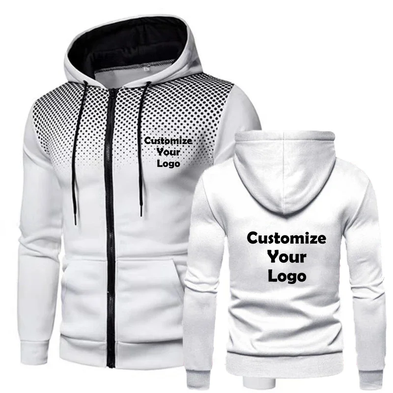 New Customized Fashion Men's Hoodie Casual Zipper Jacket Cotton Wool Warm Hoodie Sportswear High Quality Hip Hop Sportswear 2