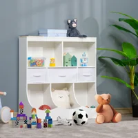 Toy Chest Kids Storage Organizer Wardrobe Display Bookcase w/ 3 Fabric Drawers 2