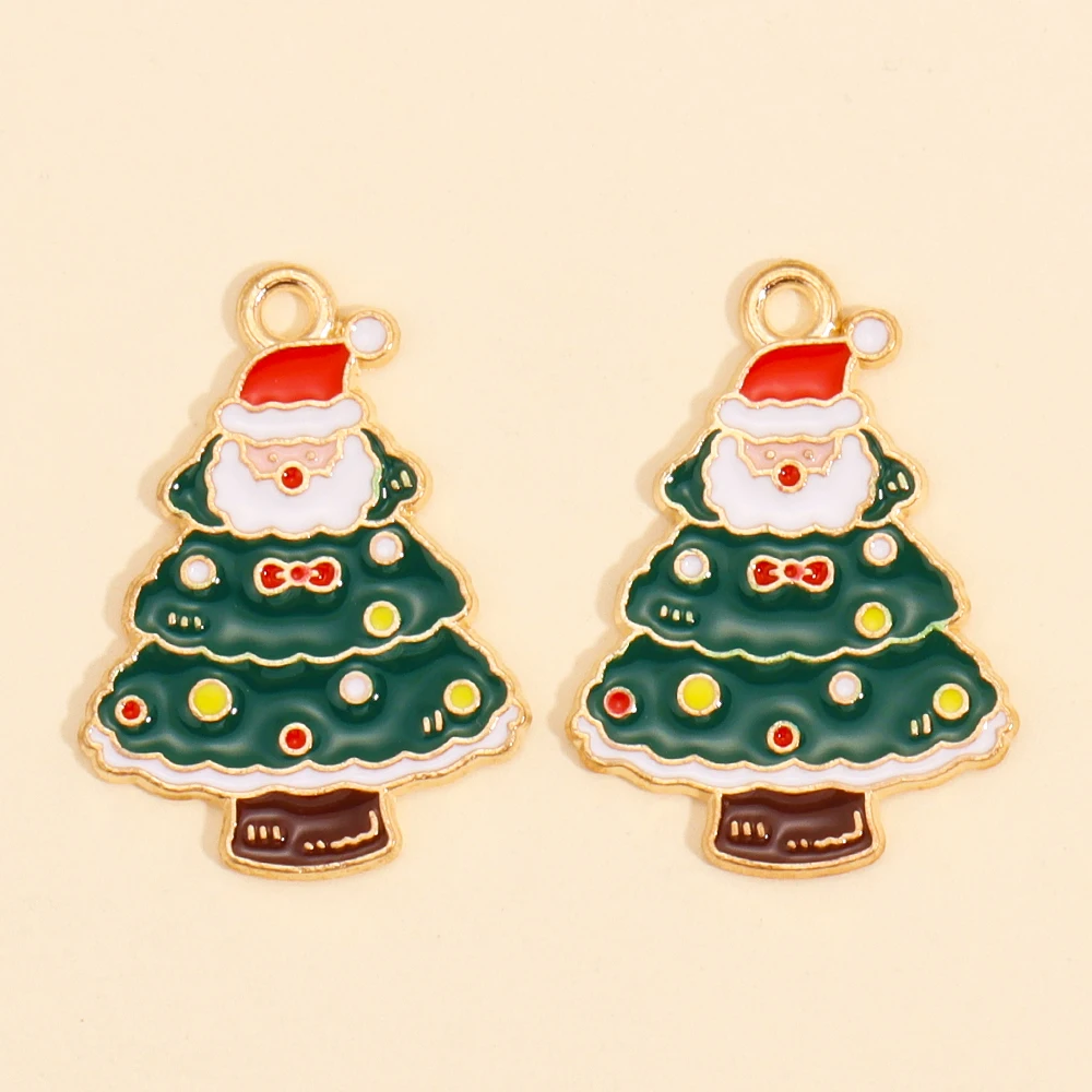 10 Stück Mix Emaille Weihnachtsanhänger für Schmuckherstellung Hüte Weihnachtsmann Schneeflocke Ohrring Telefon Schlüsselanhänger Anhänger Diy Zubehör – Detail 20