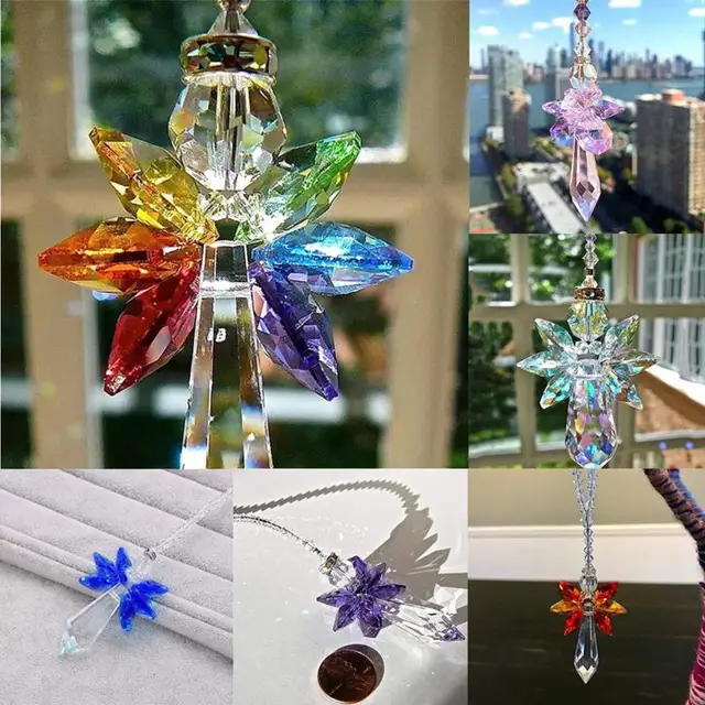 Rainbow Angel Suncatcher Crystal Guardian Chakra Napsütő Visszapillantó Tükör Autó Belső Függő Medál Otthoni Dekoráció - Image 2