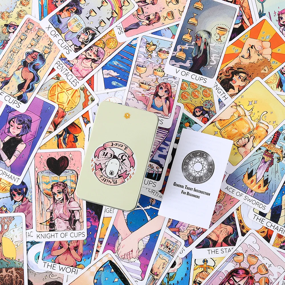 【New arrival】 Britt's Third Eye Tarot cards in Metal Tin Box 10cm*6cm board games gold white-plated Edge 78 cards with paper manual.