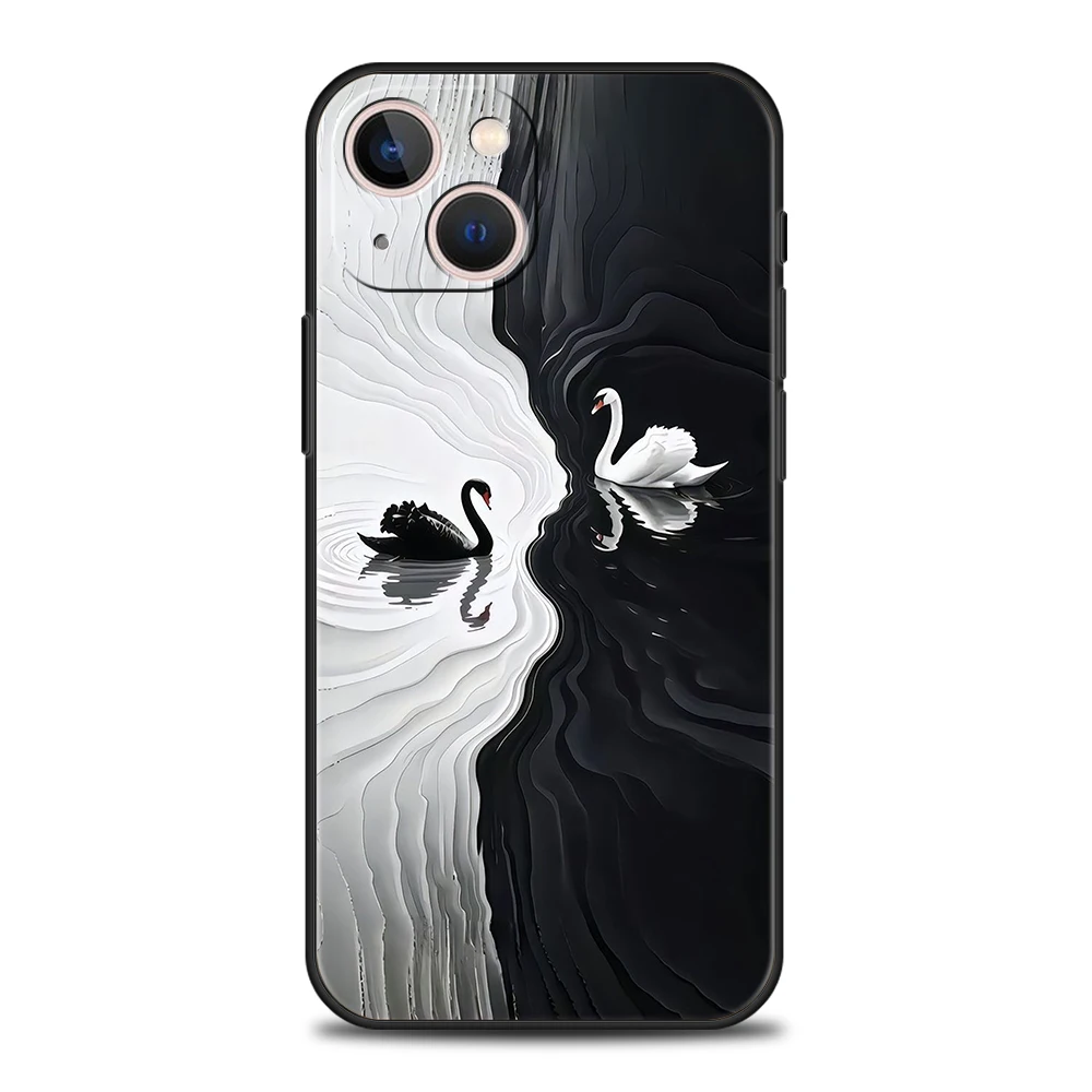 Elegant White Swan Design Shockproof Phone Case Cover with Soft TPU Shell