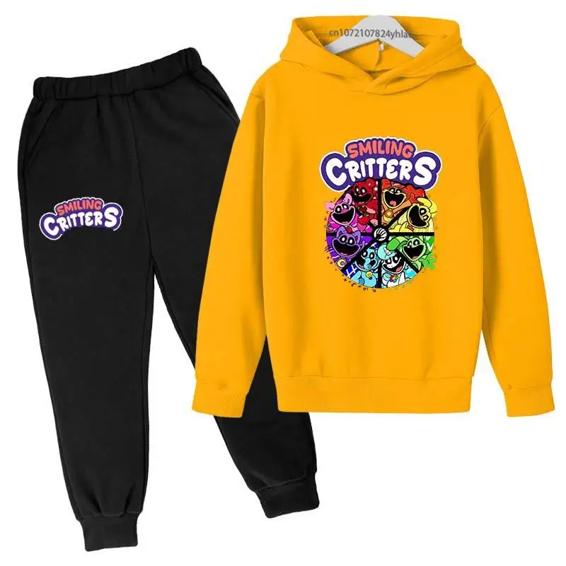 thumbnail image 1 of Conjunto de sudadera con capucha y pantalones con estampado de dibujos animados para niños y niñas de 2 a 13 años, 2 piezas, para primavera y otoño, 1 of 5