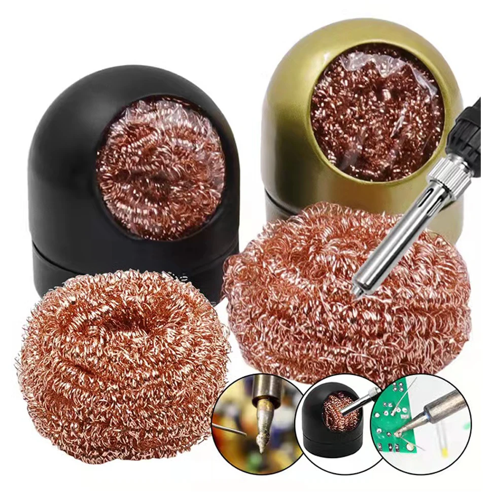 Solder Tip Cleaner Soldering Ion Tip Cleaning Wire And Holder Coiled