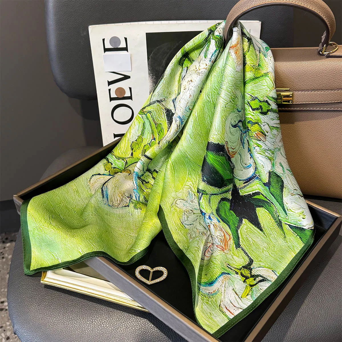 100% Mulberry Silk Square Scarf for Women