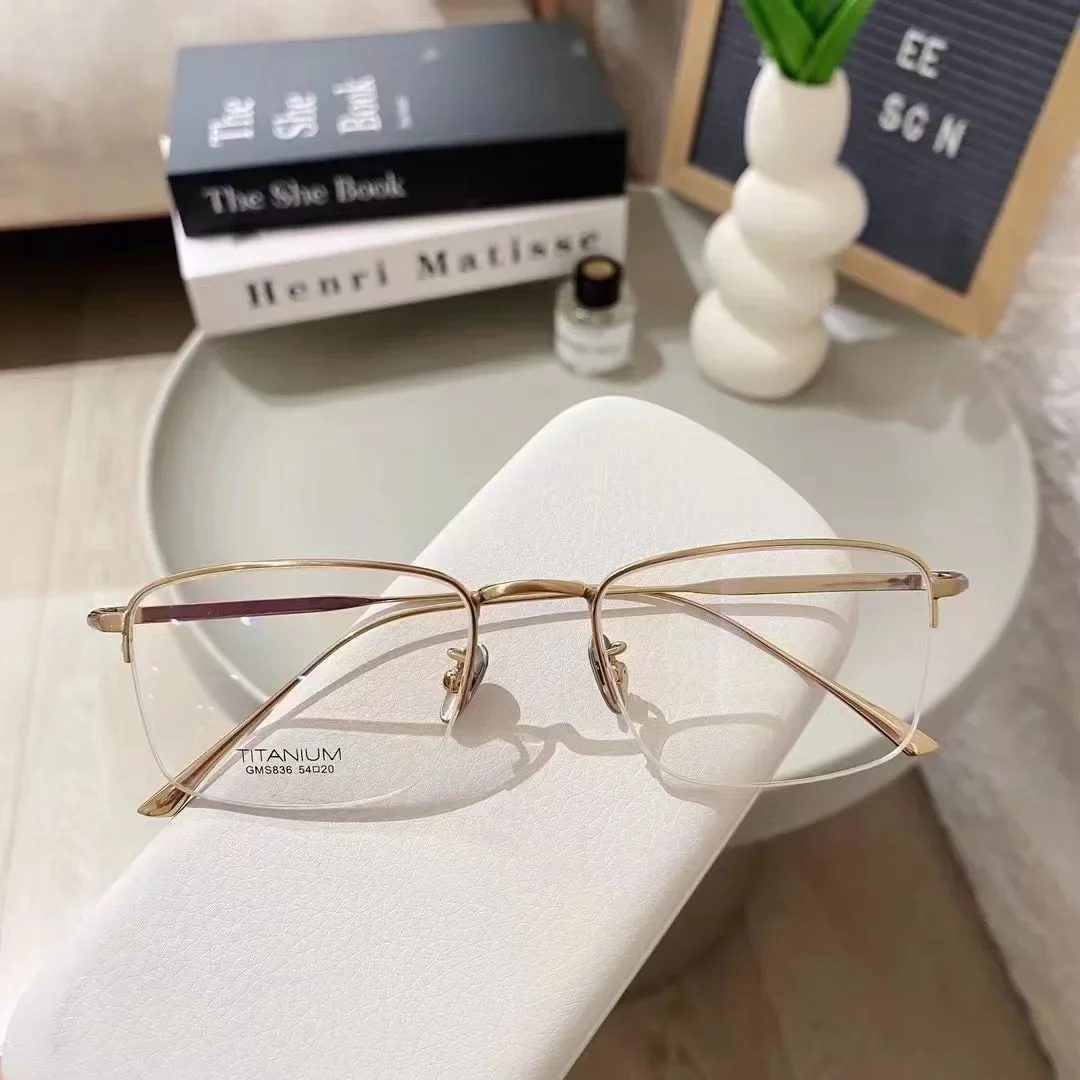 

54mm Pure Titanium Glasses Frame Men's Eyeglasses Myopia Hyperopia Eyeglasses Anti-Reflection Optics Prescription Lens Eyewear