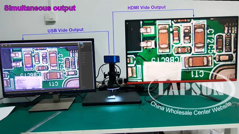 Lapsun 2025 2K 4MP 60FPS IMX347 Simul HDMI 및 USB C-마운트 산업 현미경 카메라 80X-180X-200X 렌즈(크로스 라인 포함)