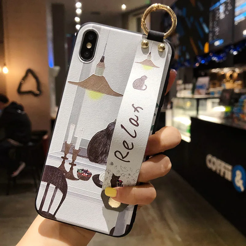 Funny Cat Wrist Strap Phone Holder Cover