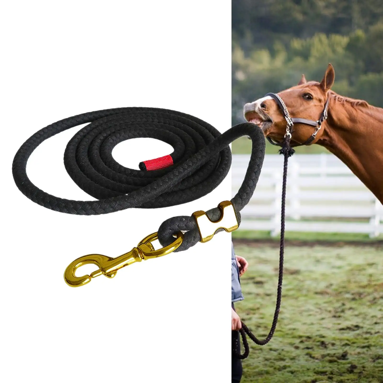 Horse Lead Rope for Horse Cotton Cord Halter Rope Rein Practical with Snap Hook Braided Horse Lead Rope Equestrian Lead Rope