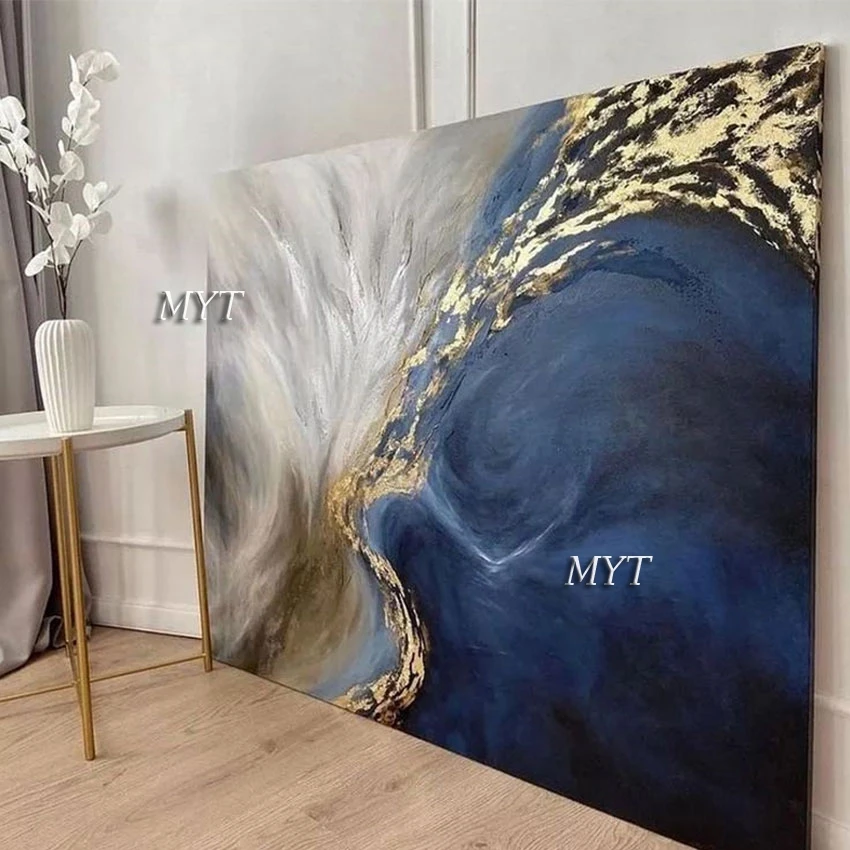 

No Framed New Arrival Wall Decorative Item Gold Foil Canvas Abstract Oil Painting Hand-painted Showpiece For Home Decoration