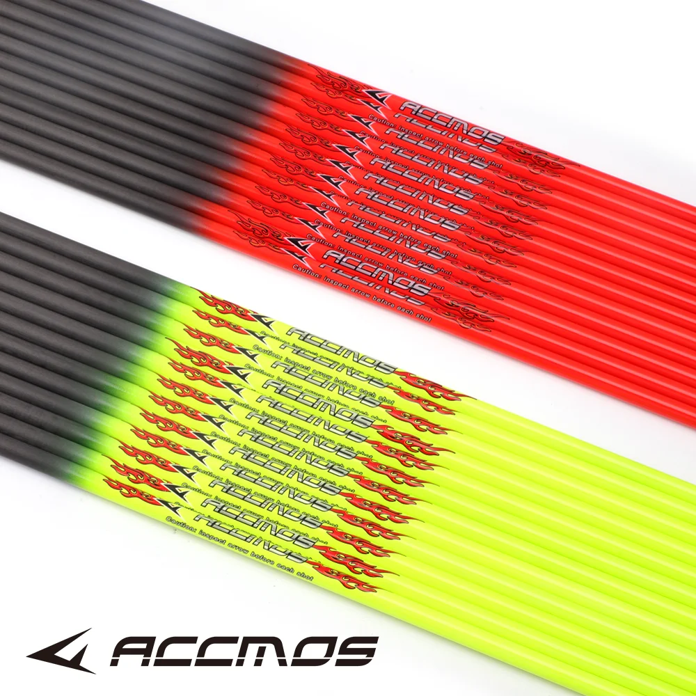 Fûts flèches carbone pur jaune/orange ID6.2mm spine 300-800 33 pouces chasse pêche accessoires tir