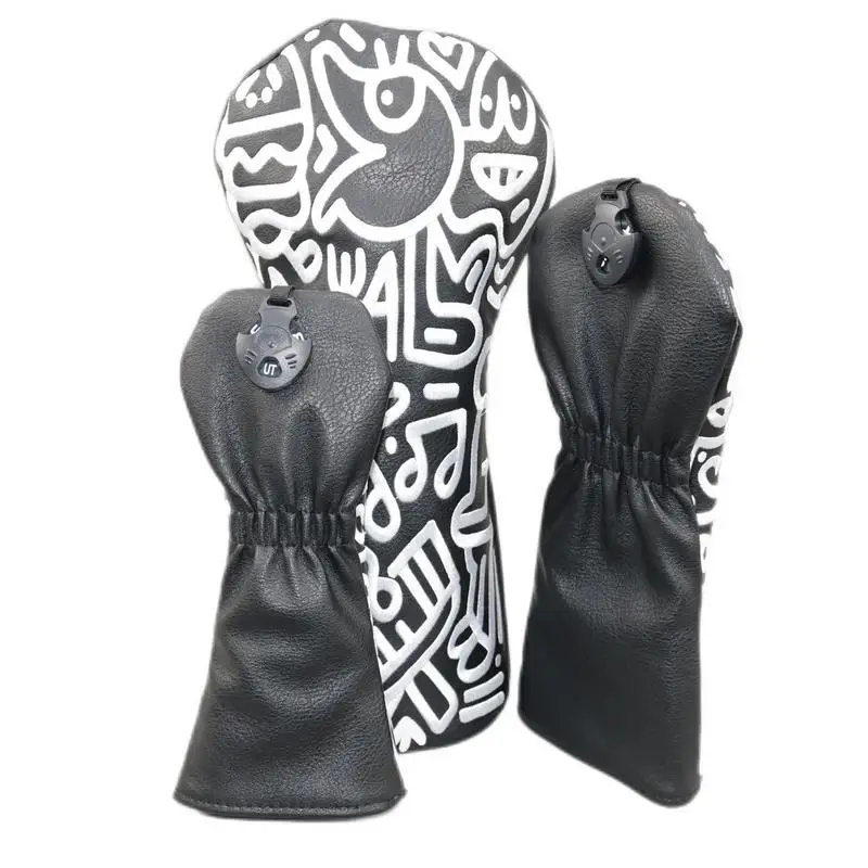 Fashion Golf Club #1 #3 #5 Wood Headcovers PU Leather Driver Fairway Woods Head Covers Protector Outdoor Golf Accessories