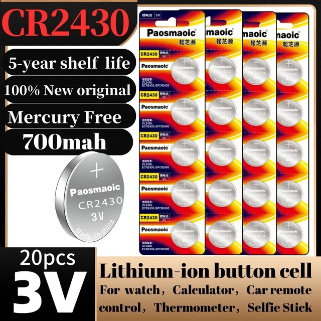 20pcs cr2430 3V Lithium-ion button cell CR 2430 DL2430 BL2430 For Watch Toy  Calculator Car Key Remote Control coin cell battery - AliExpress