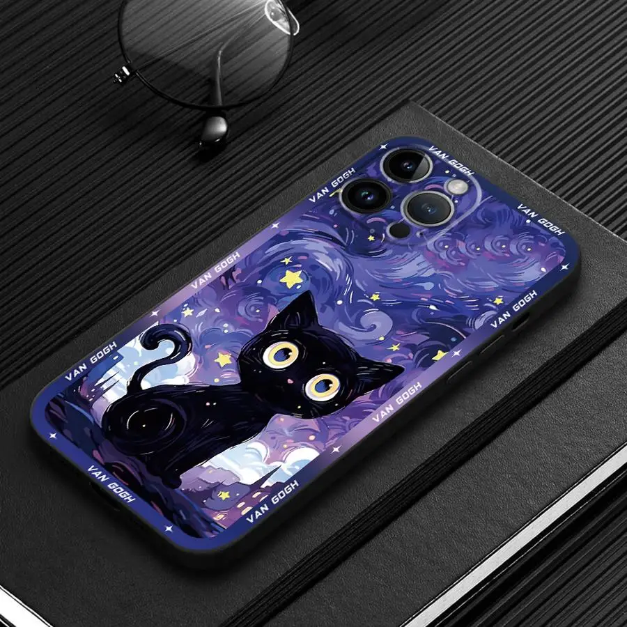 Van Gogh Art Black Soft Cover Phone Case Shell Bumper