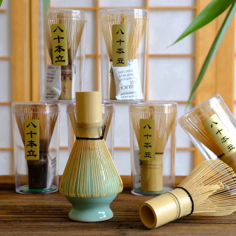 1 Set Japanese Ceremony Bamboo Chasen Teaware 80/100/120 Matcha Green Tea Powder Whisk Tea Brush Kitchen Accessories