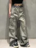MIJKO Design Jeans High Quality Multi-Pocket Zipper Drawstring Wide Leg Baggy Jeans Men High Street Denim Trousers XXL XL L M 6