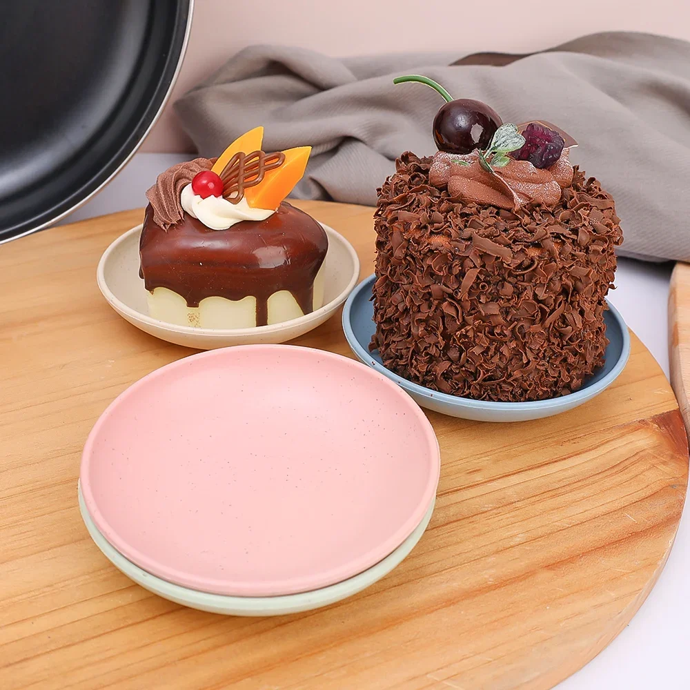 Wheat straw dish Wheat Straw Saucer Dessert Plate Snack Bowl Salad Saucer Kitchen Seasoning Dish Home Cake Trash Fruit Dishes Party Supplies