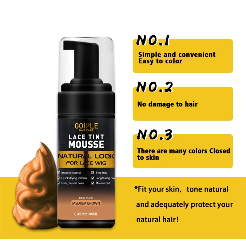 GOIPLE Tint Mousse Melting Spray for Wig Front Lace Glue Waterproof Hair System Adhesive Flyaway Wax Stick Edge Control Gel Kit 2
