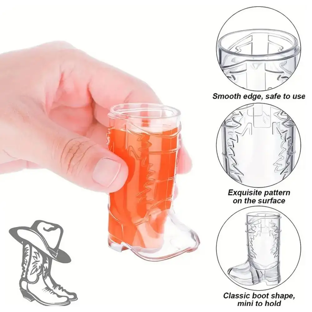 Description Picture 6 of itemCowboy Boots Shot Cups Reusable Western Whiskey Glass Cup Shot Glass Cups Bachelorette Cowboy Party Decorations