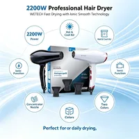 WETECH Sèche-cheveux professionnel ionique négatif 2200W, double tension 100-240V, air chaud et froid réglable, avec buse concentratrice, outil de coiffure pour salon et maison 7